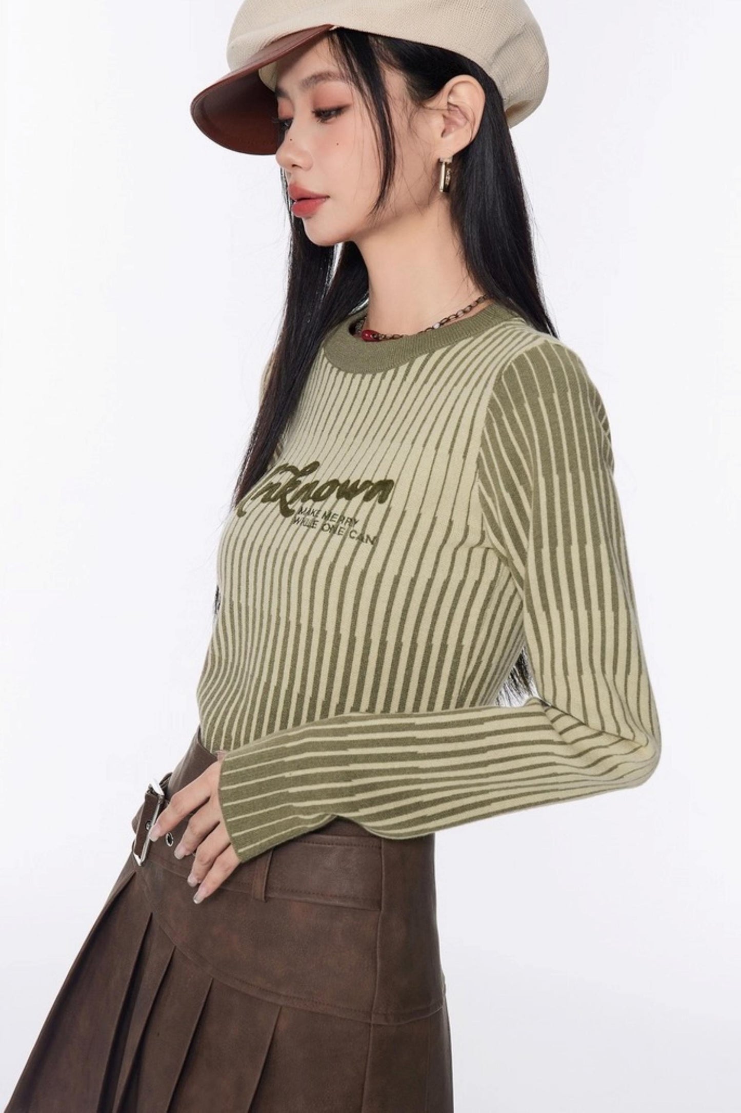 Stripe Slimming Knit Top