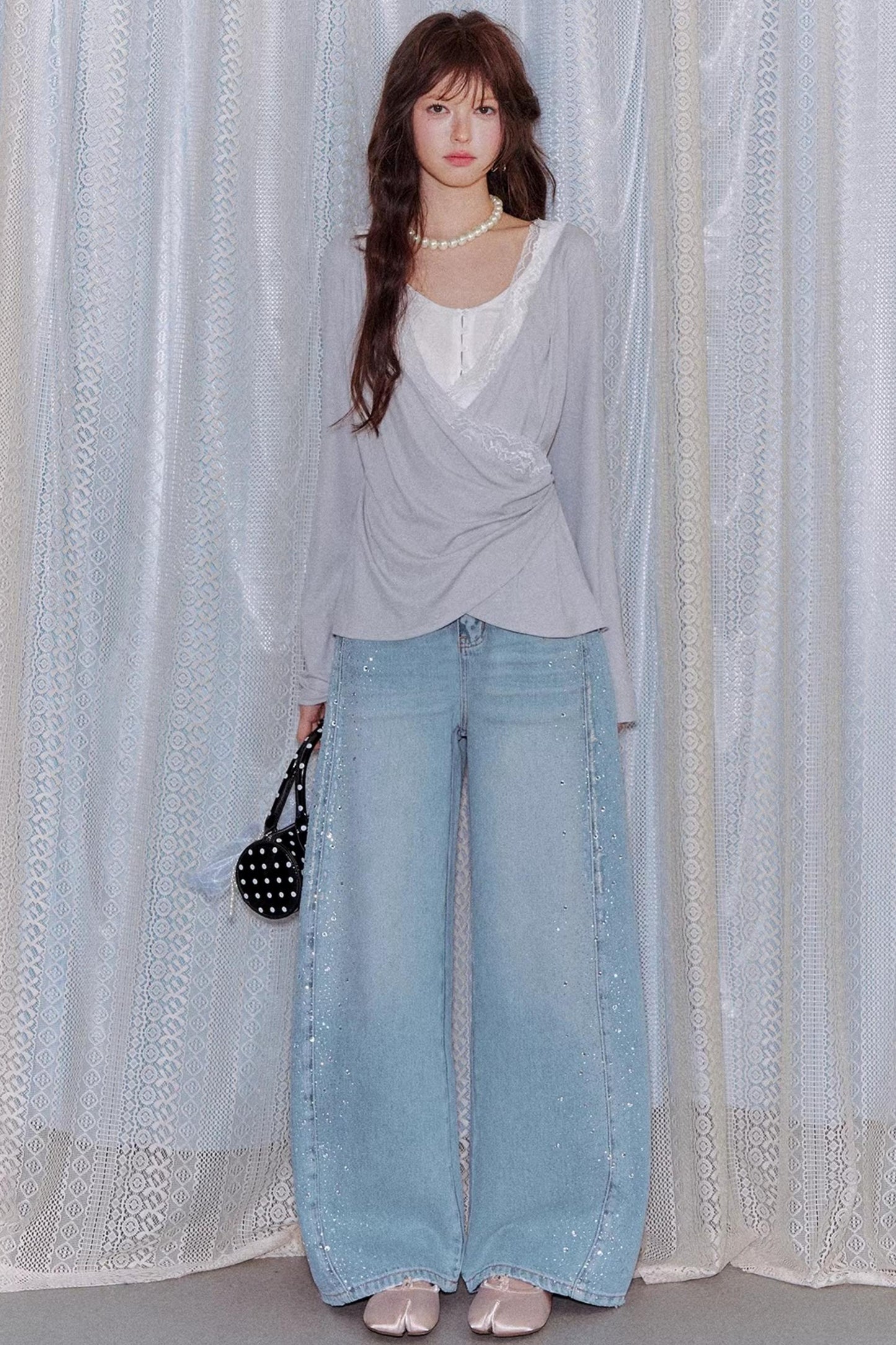 Lyocell Rhinestone Scimitar Pants