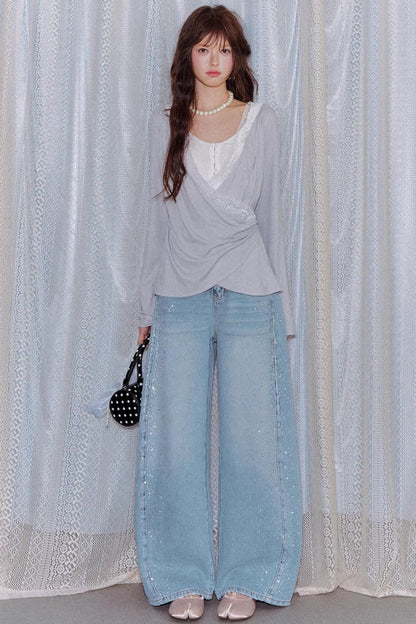 Lyocell Rhinestone Scimitar Pants