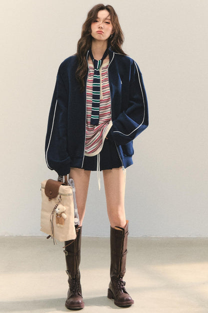 College Style Zipper Two-Piece Set-Up