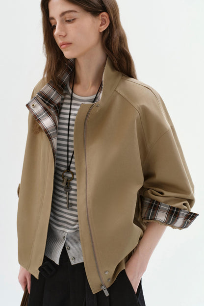 Retro-Kurzjacke mit Karomuster