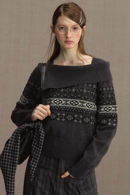 Nordic Preppy Style Fair Isle Sweater