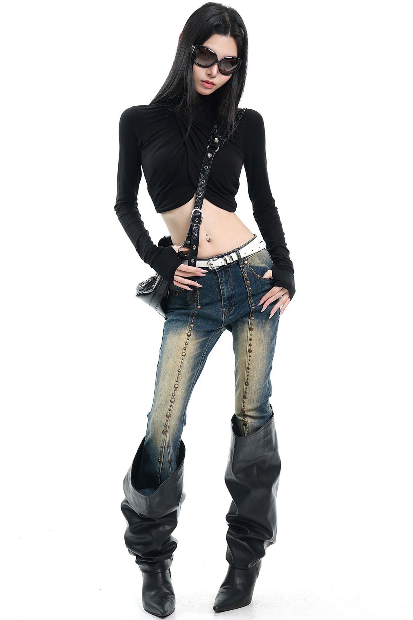 Sexy Black Pleated Top