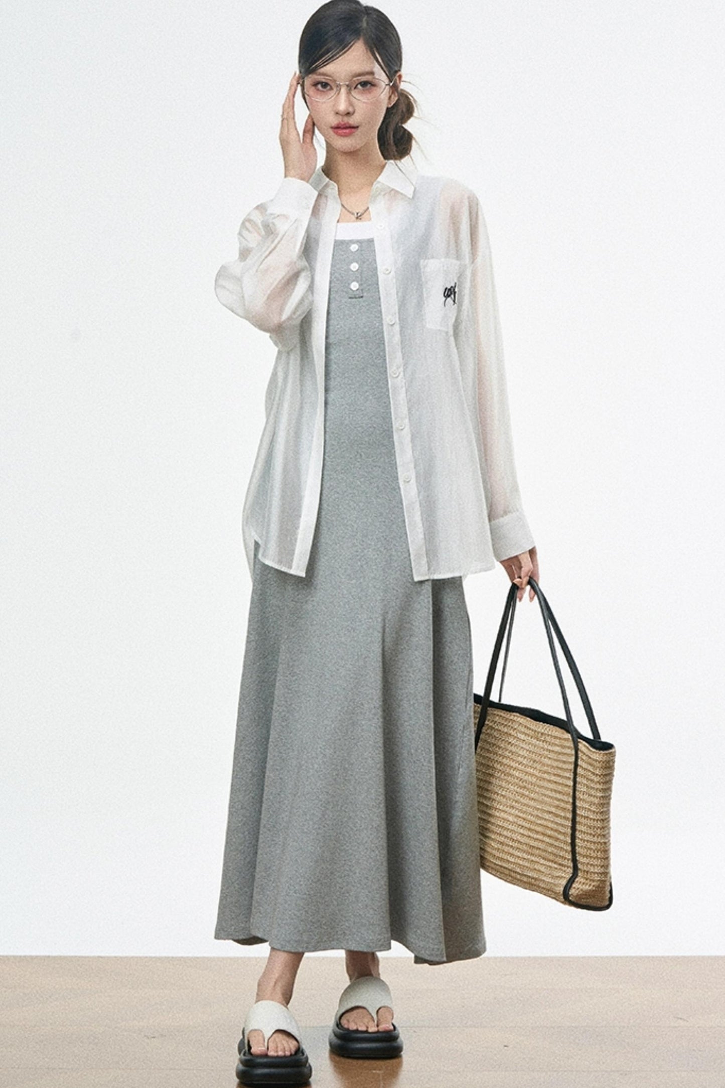 Summer Halter Maxi Dress With Shirt Set-Up