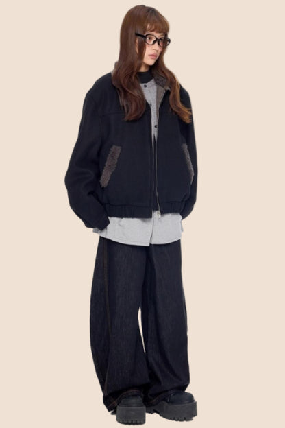 Fur Patchwork Cotton Jacket