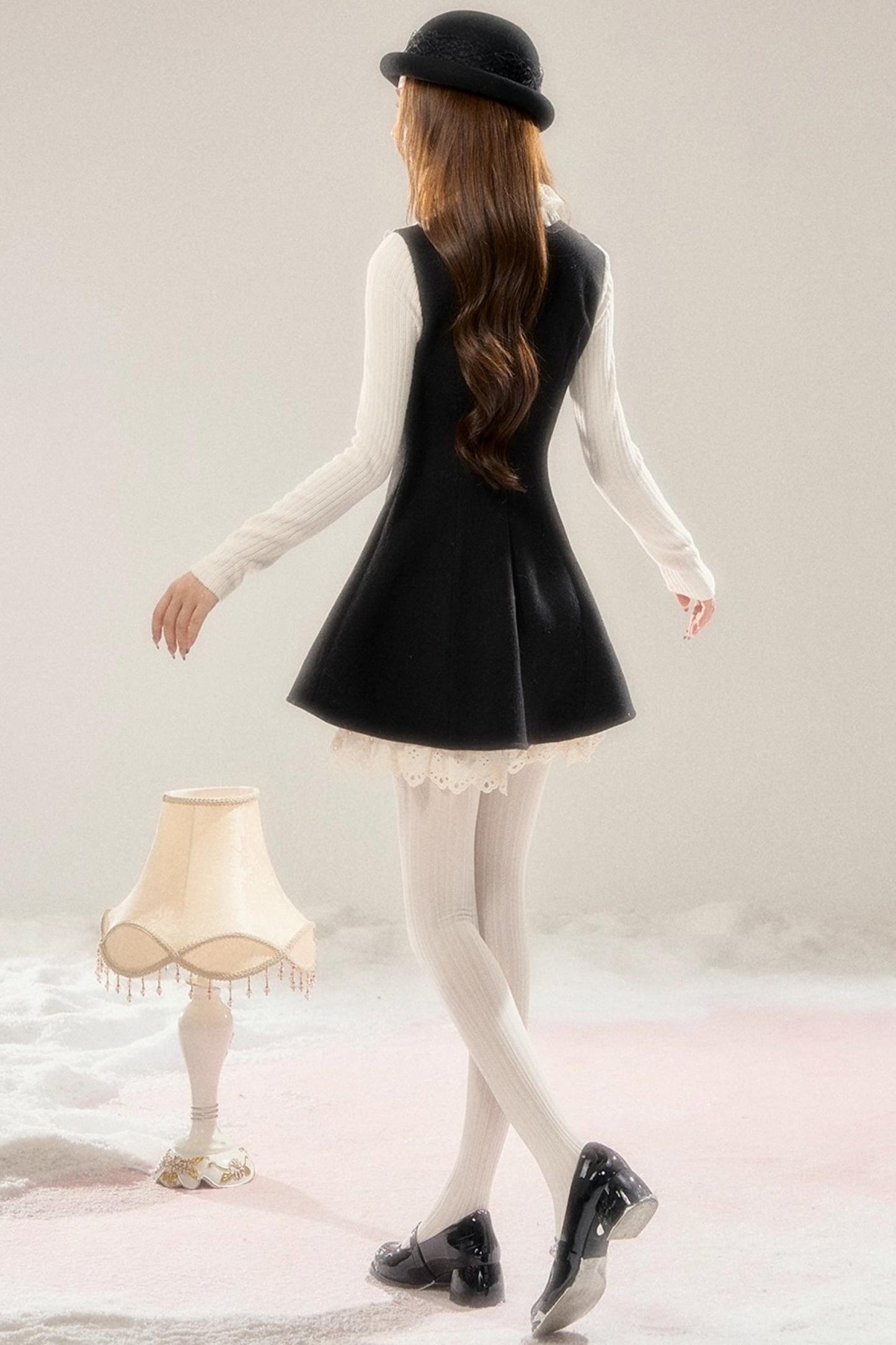 Elegant Woolen Lace Dress
