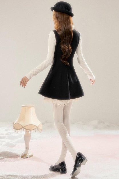 Elegant Woolen Lace Dress