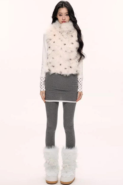 Fluffy Leopard Magic Fur Vest Jacket