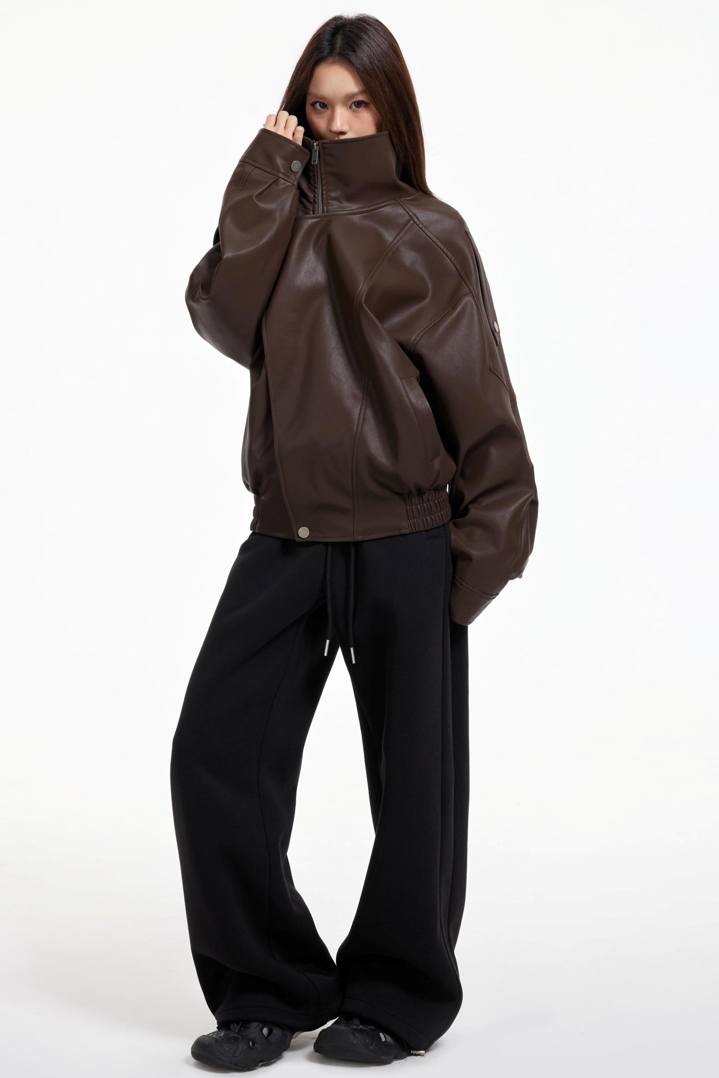 Leather Stand-Up Jacket