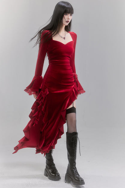 Women's Red Holiday Velvet Dress