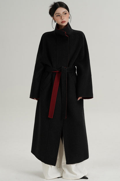 Casual Double-Sided High Neck Wool Coat