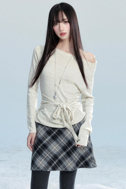 Slanted Shoulder Knit Shirt