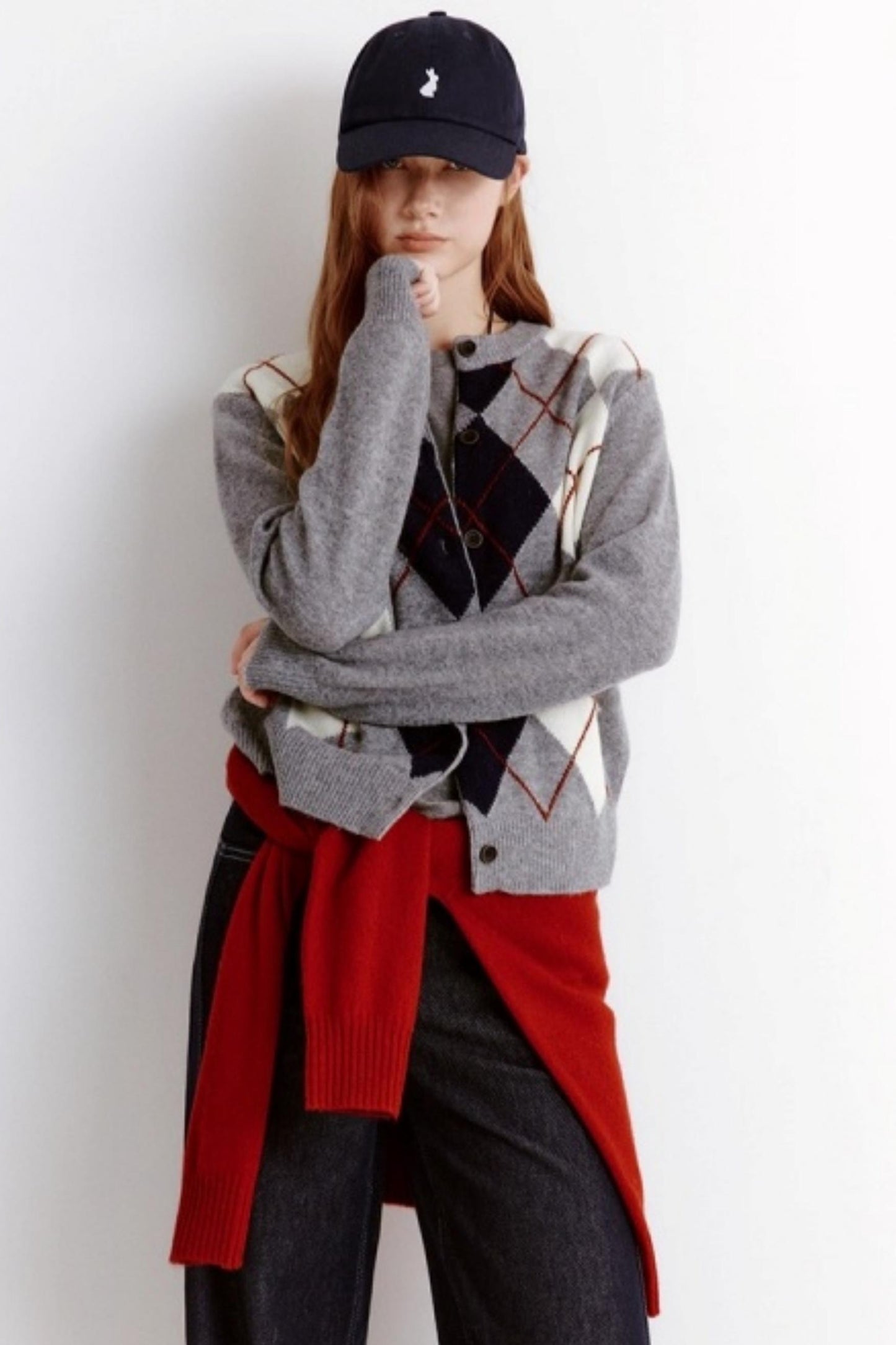 Velvet Diamond Crew Neck Cardigan