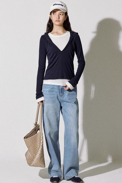 Layered Hooded T-shirt