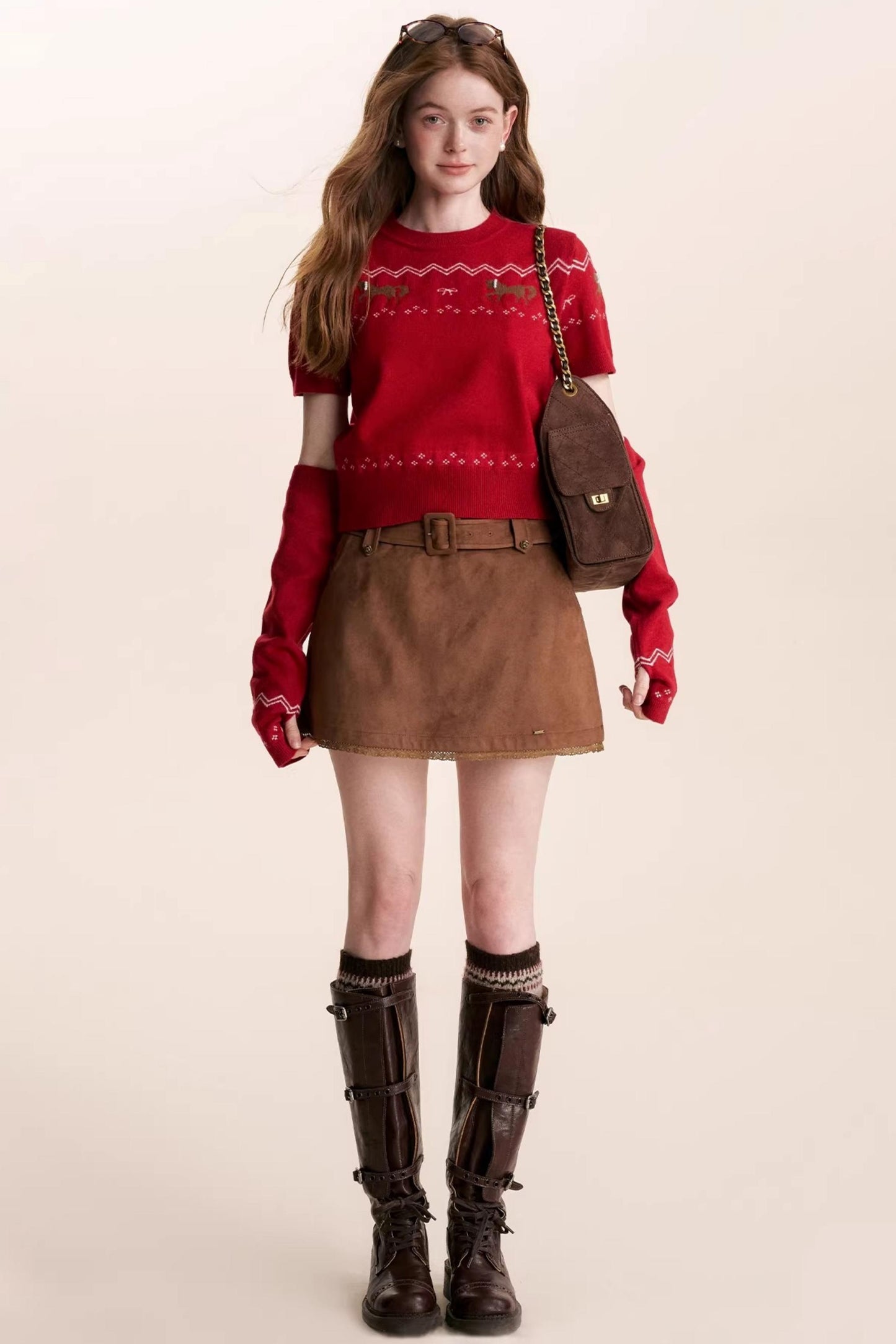 Fair Isle Pearl Knitwear Sweater Set