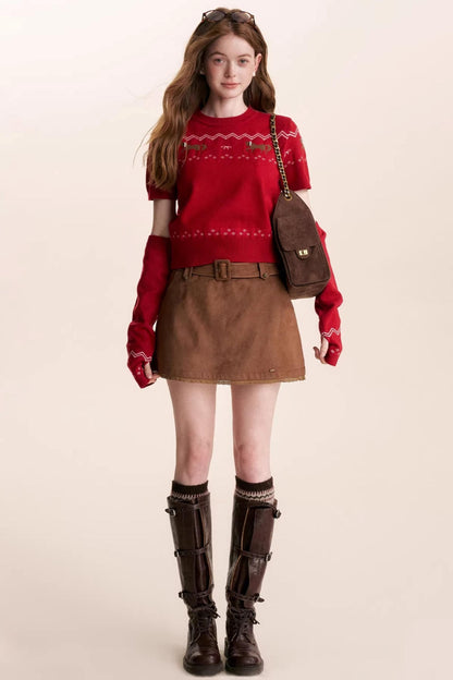 Fair Isle Pearl Knitwear Sweater Set