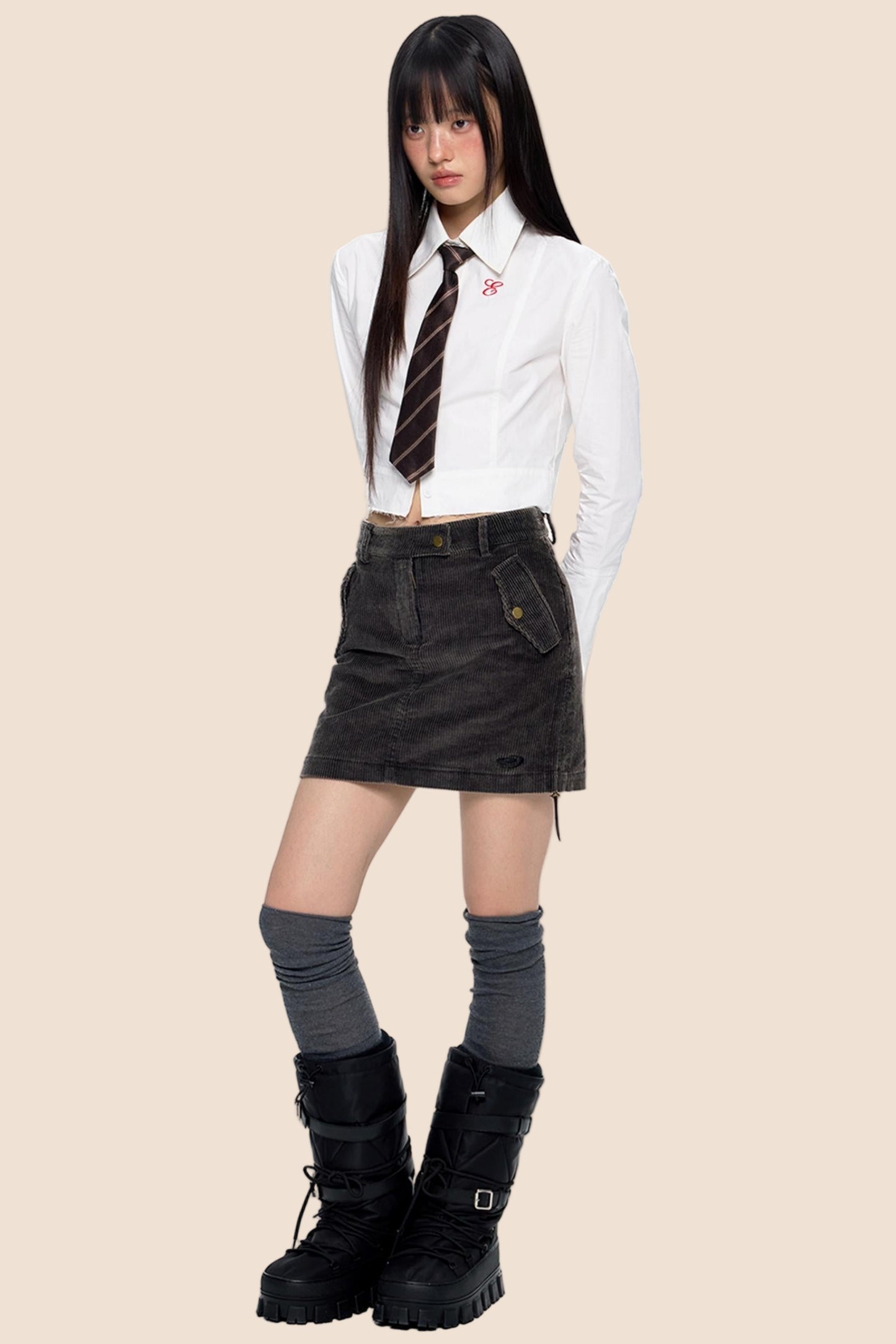 Retro Corduroy A-Line Skirt