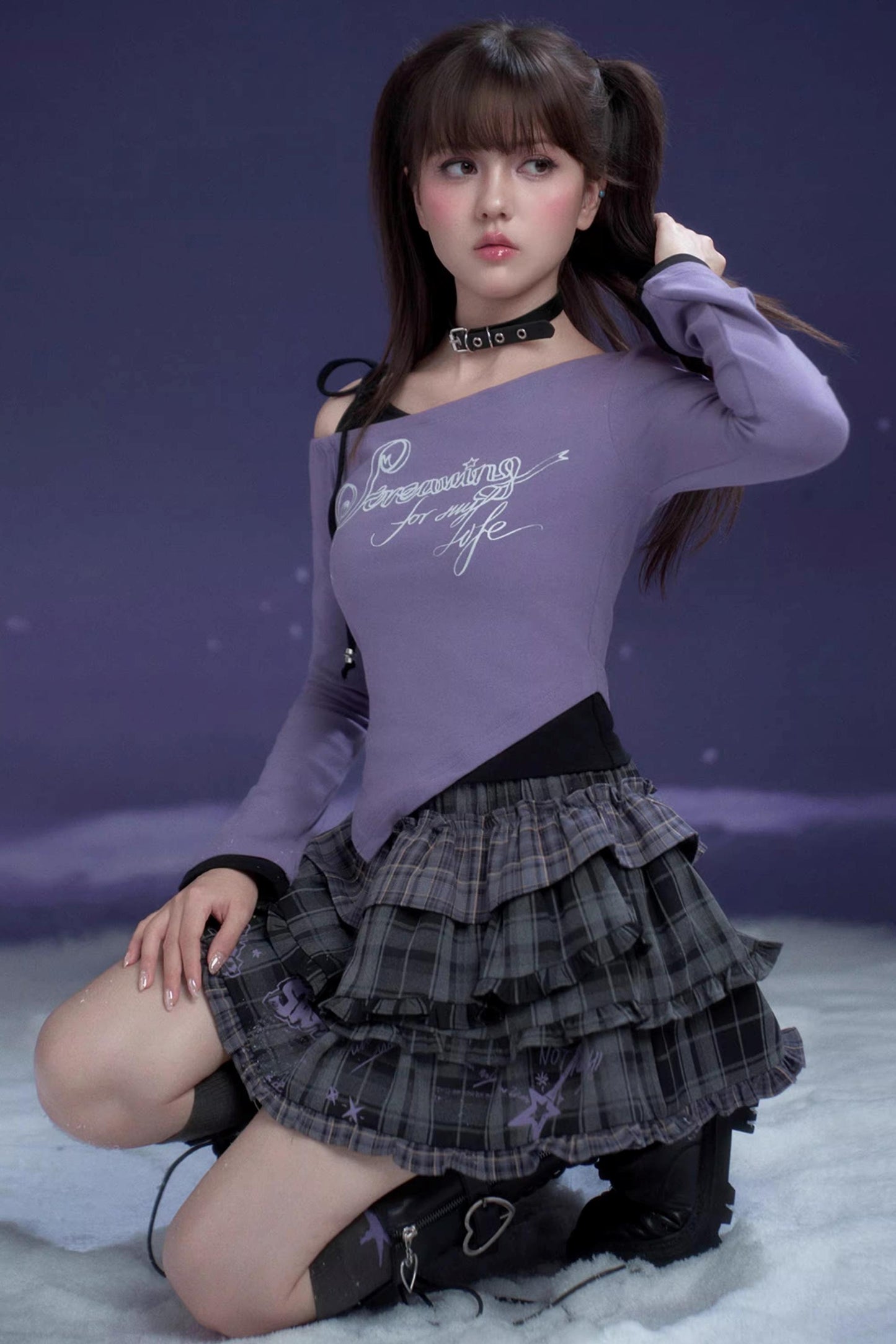 Purple and Black Two-Piece Top