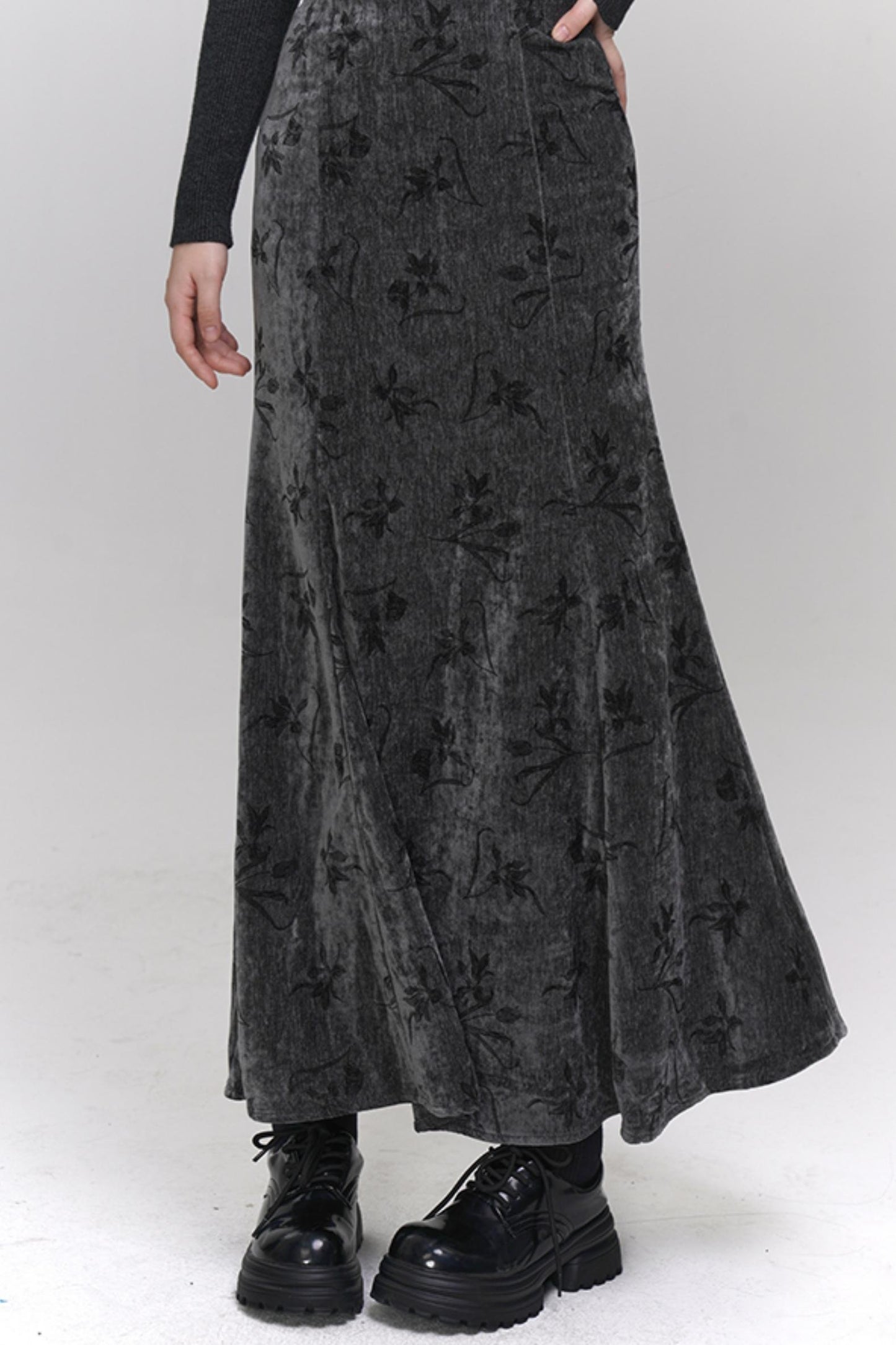 Chinese Velvet Long Skirt