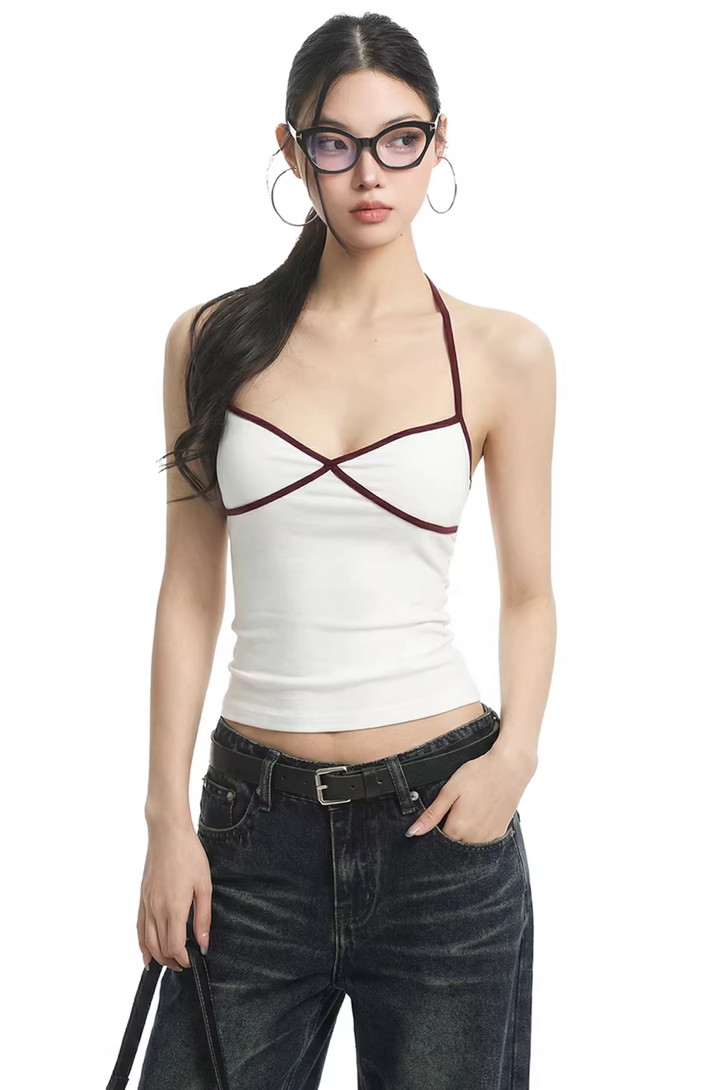 Weißes Neckholder-Oberteil