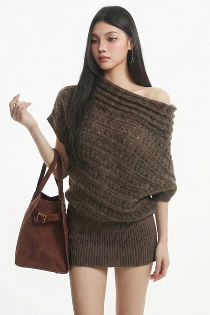 Retro Coffee Knit Dress