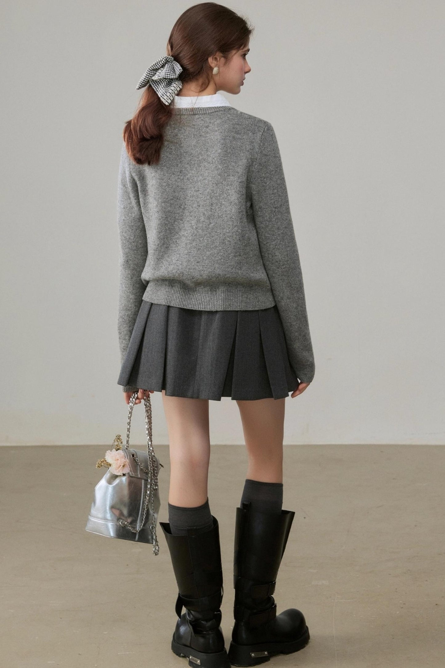 Diamond Plaid Contrasting Wool Sweater