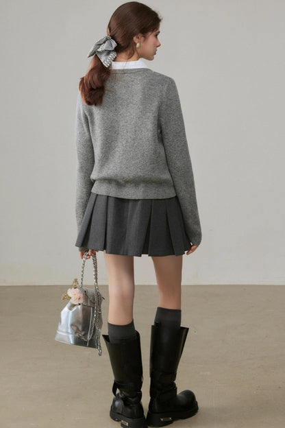 Diamond Plaid Contrasting Wool Sweater