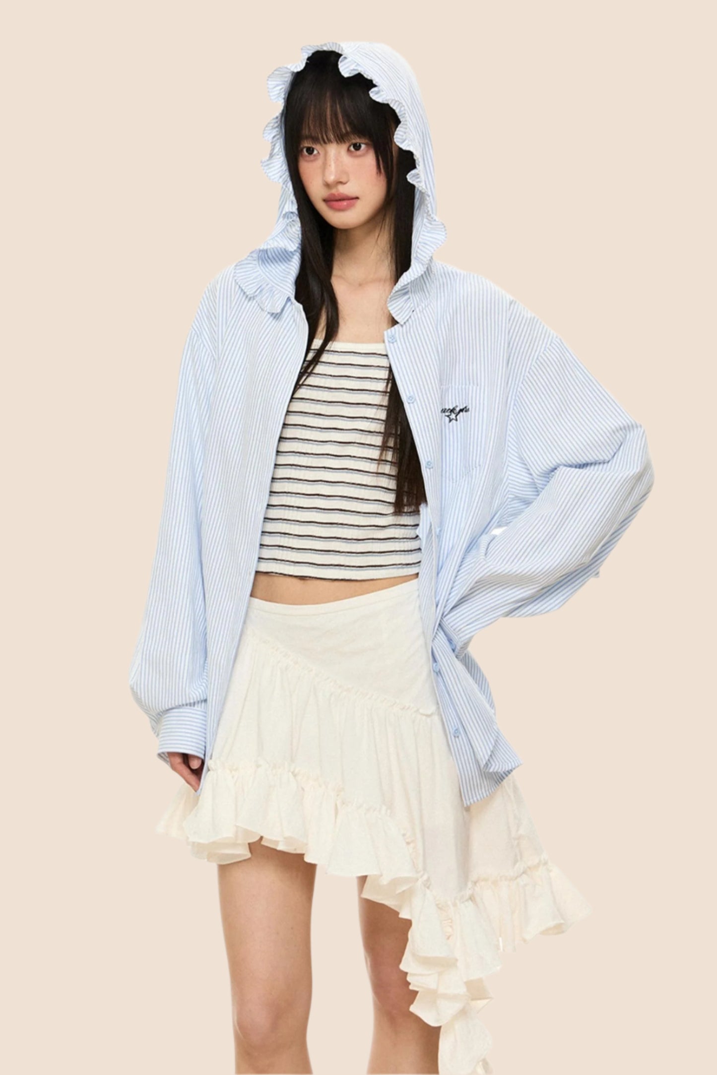 Blue Striped Sun Protection Hoodie