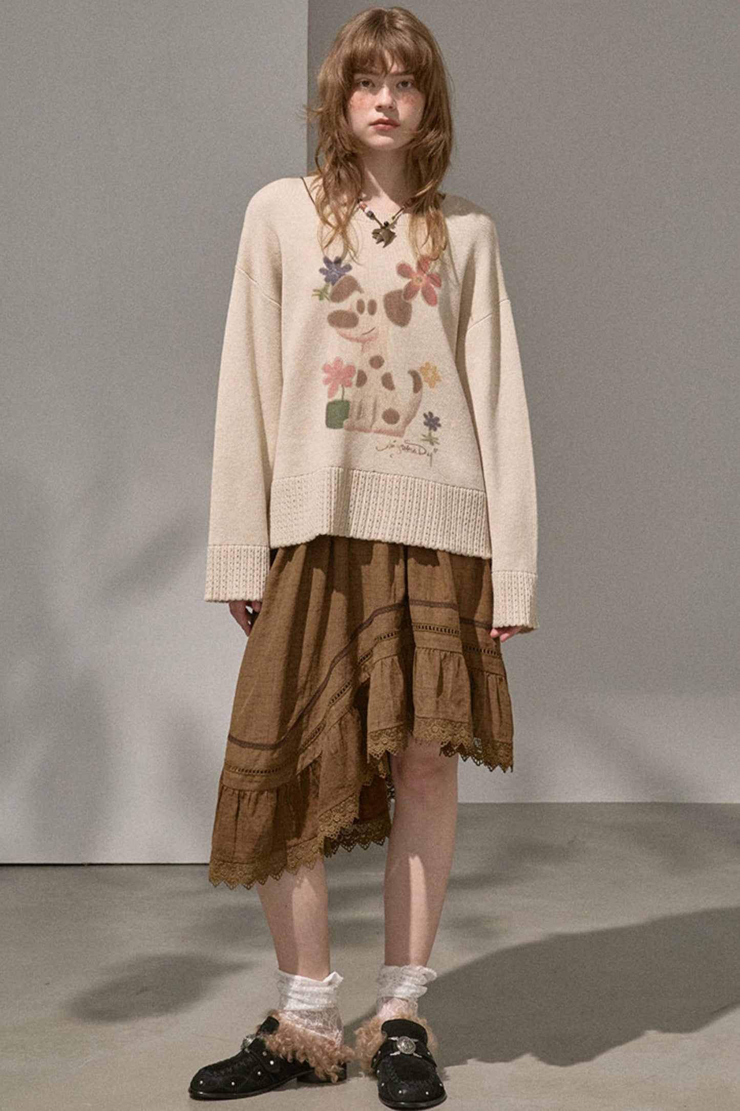 Irregular Wave Patchwork Midi Skirt