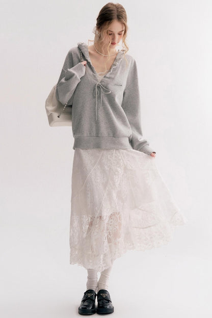 Pleated Hooded Sweatshirt Set-Up