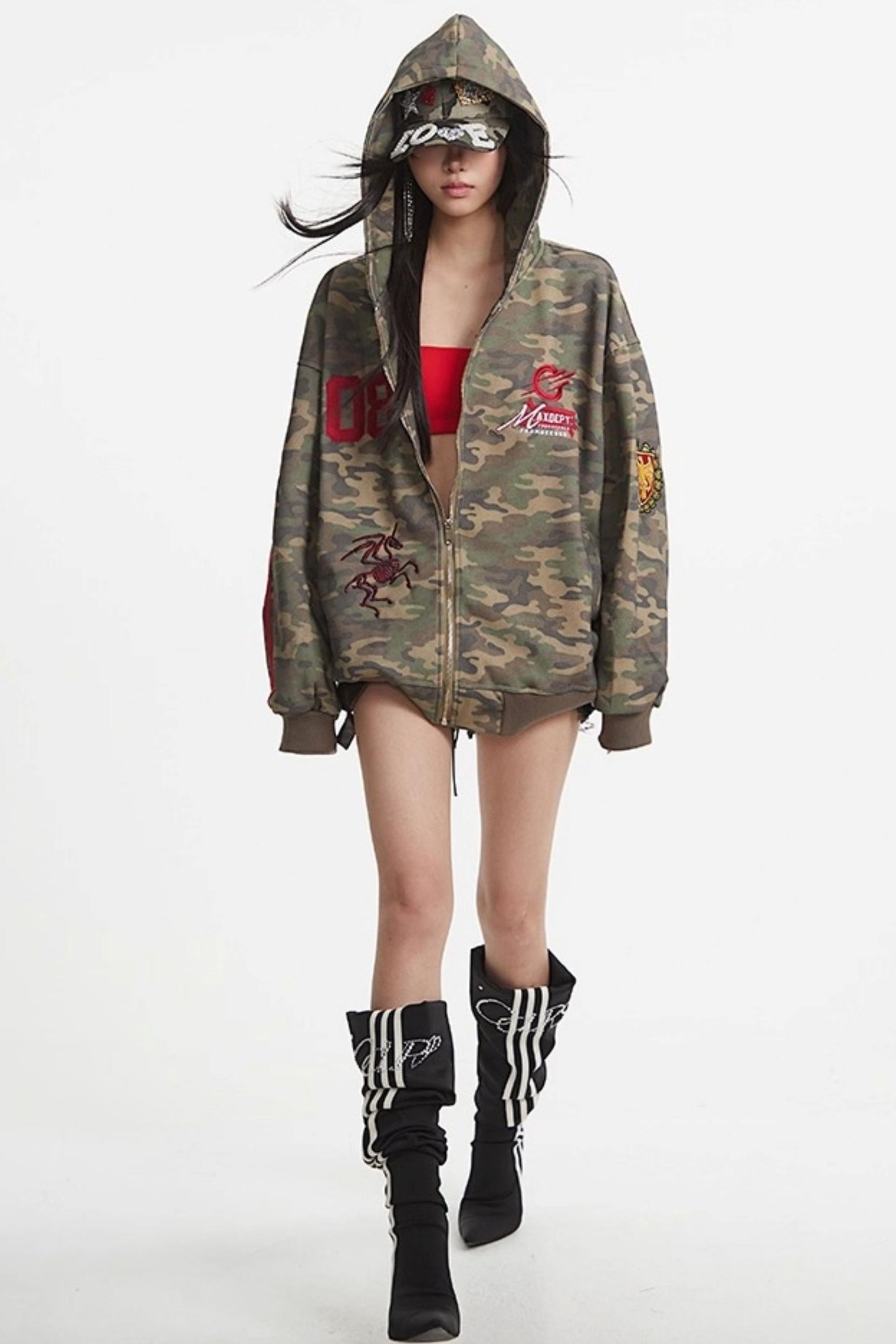 Camouflage Hooded Zip Jacket