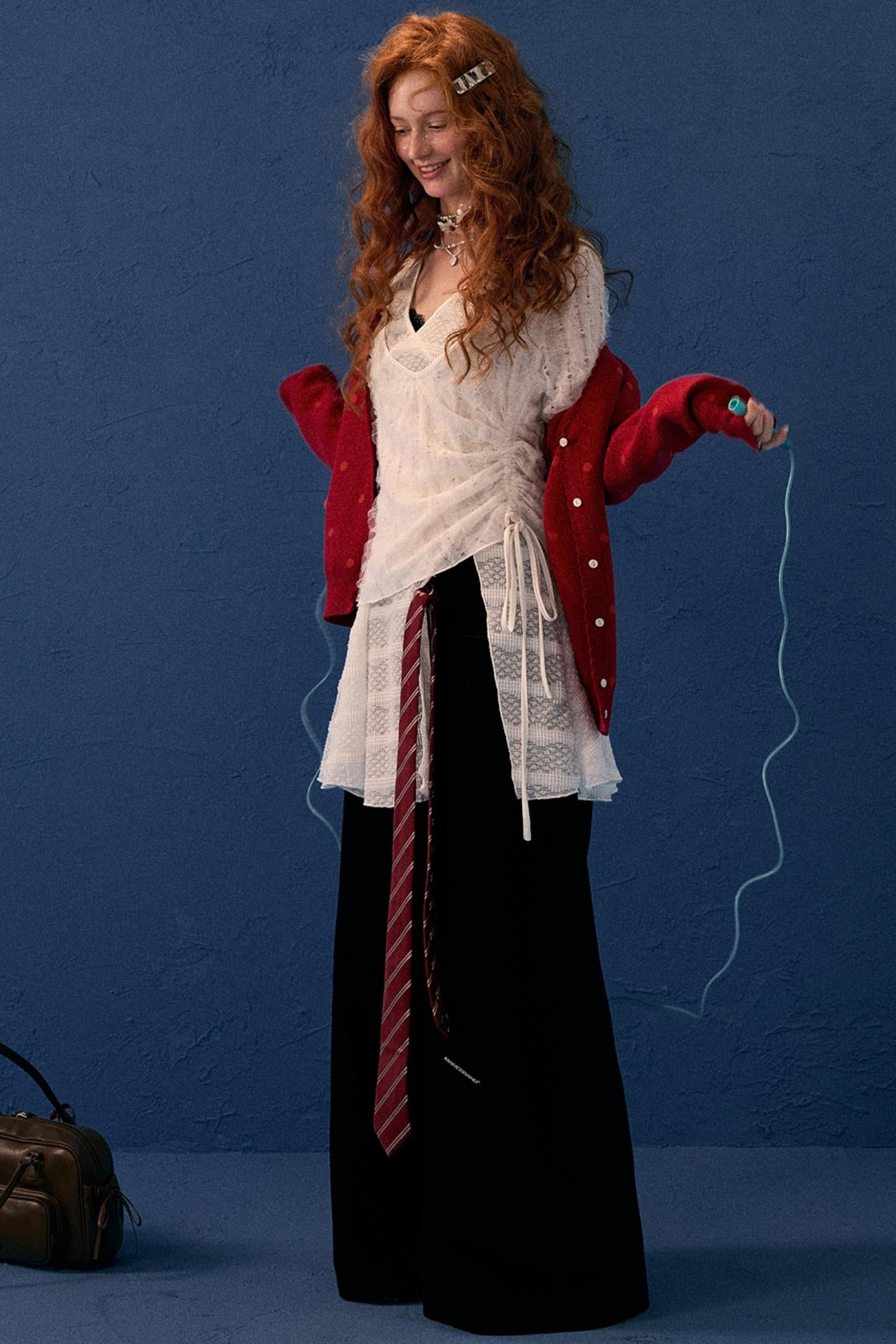 Autumn White Long-Sleeved Blouse Top