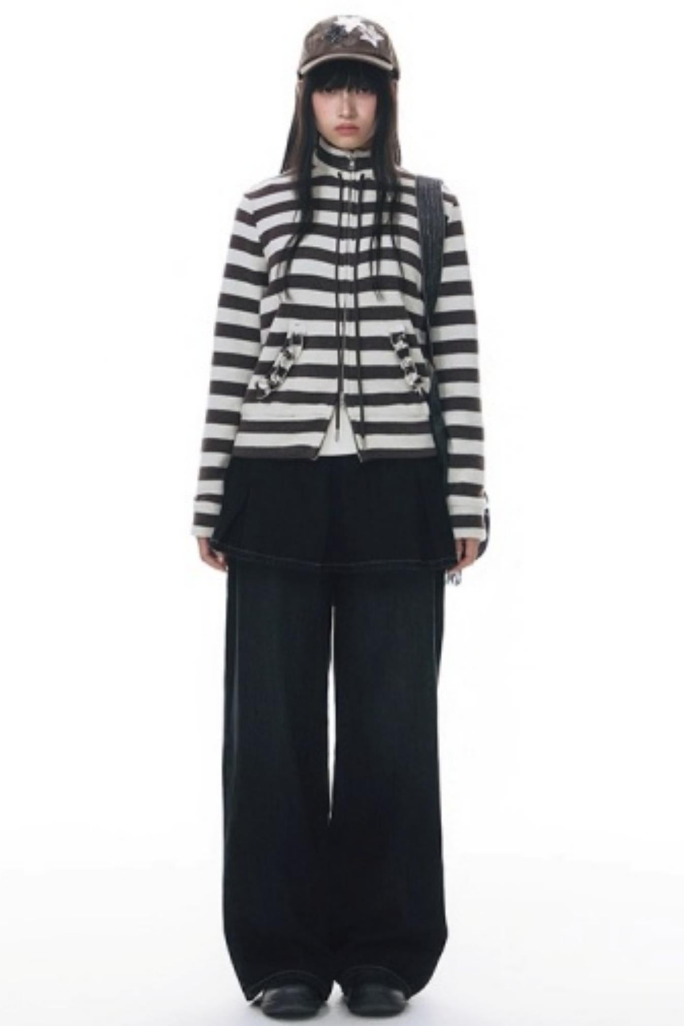 Fake Two-Piece Pleated Skirt Jeans