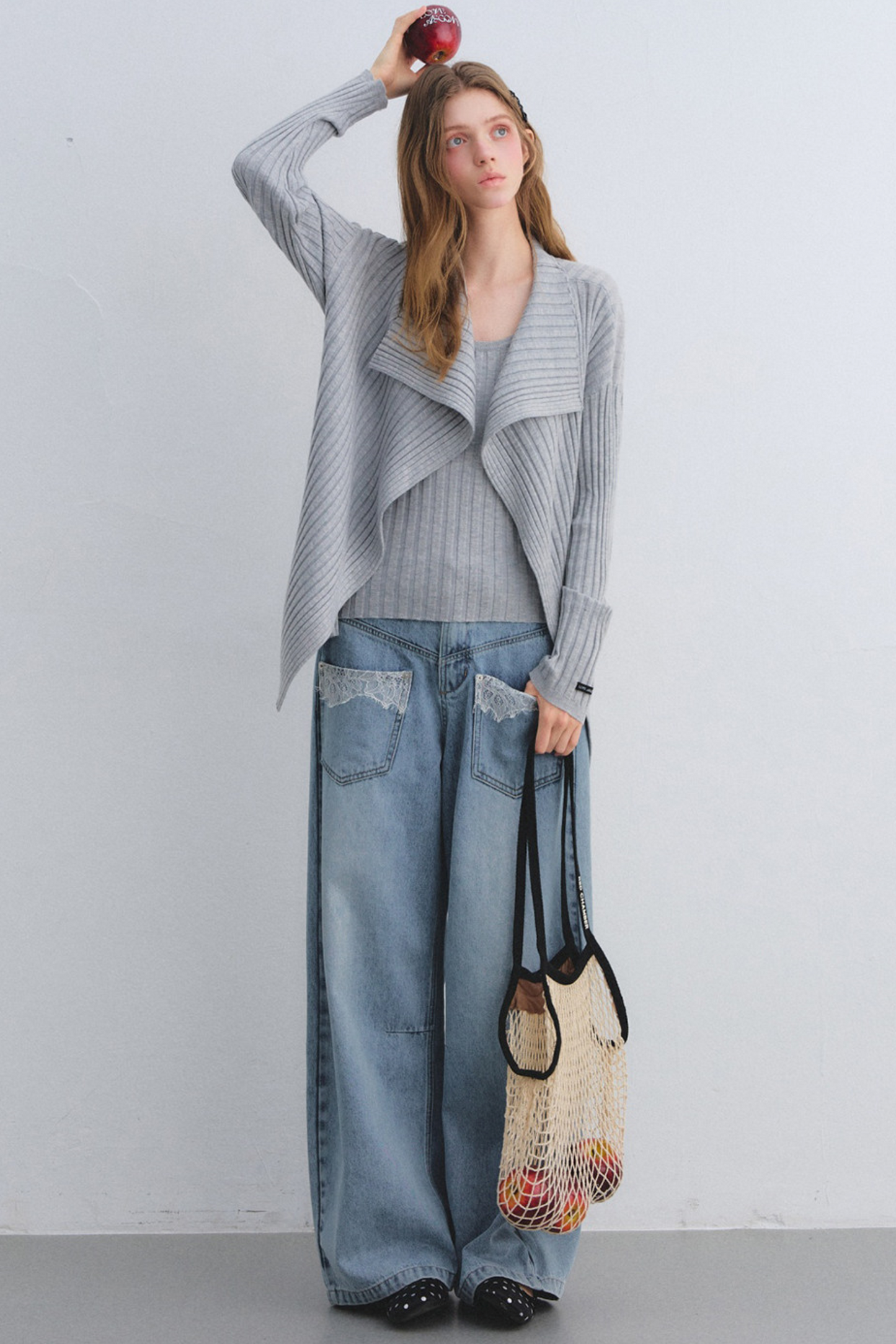 Wool Blend Cardigan Base Top Set