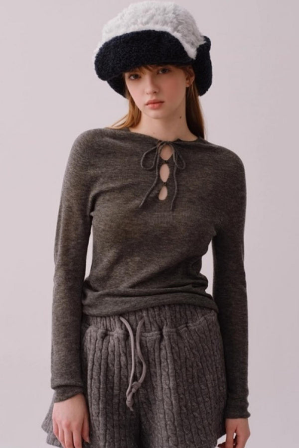 Water-Soluble Wool Knitted Blouse