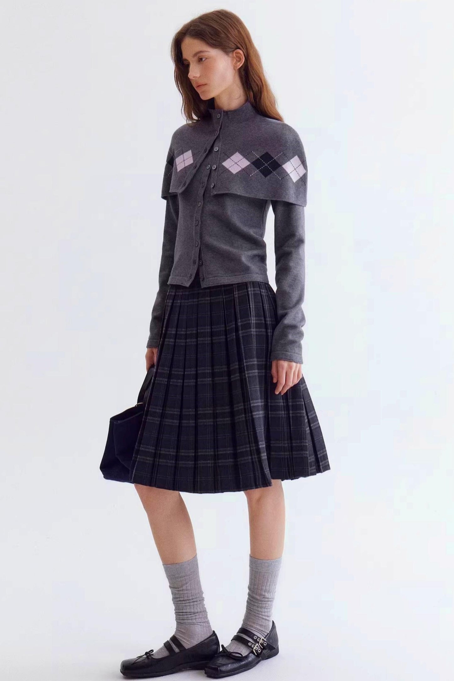 Argyle Jacquard Cardigan Set