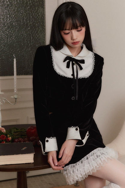 [10 31new] fragile shop serenade delicate daughter black and white jacquard coat skirt autumn and winter suit