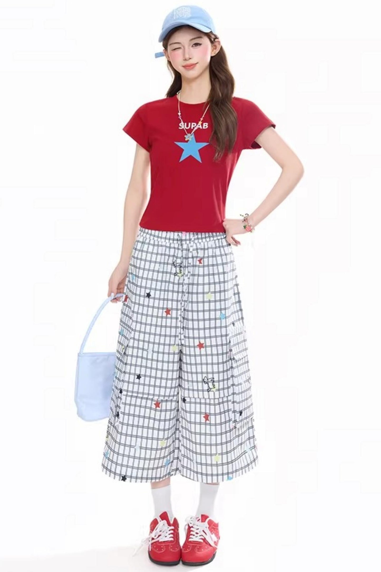 Plaid Striped Cropped Pants