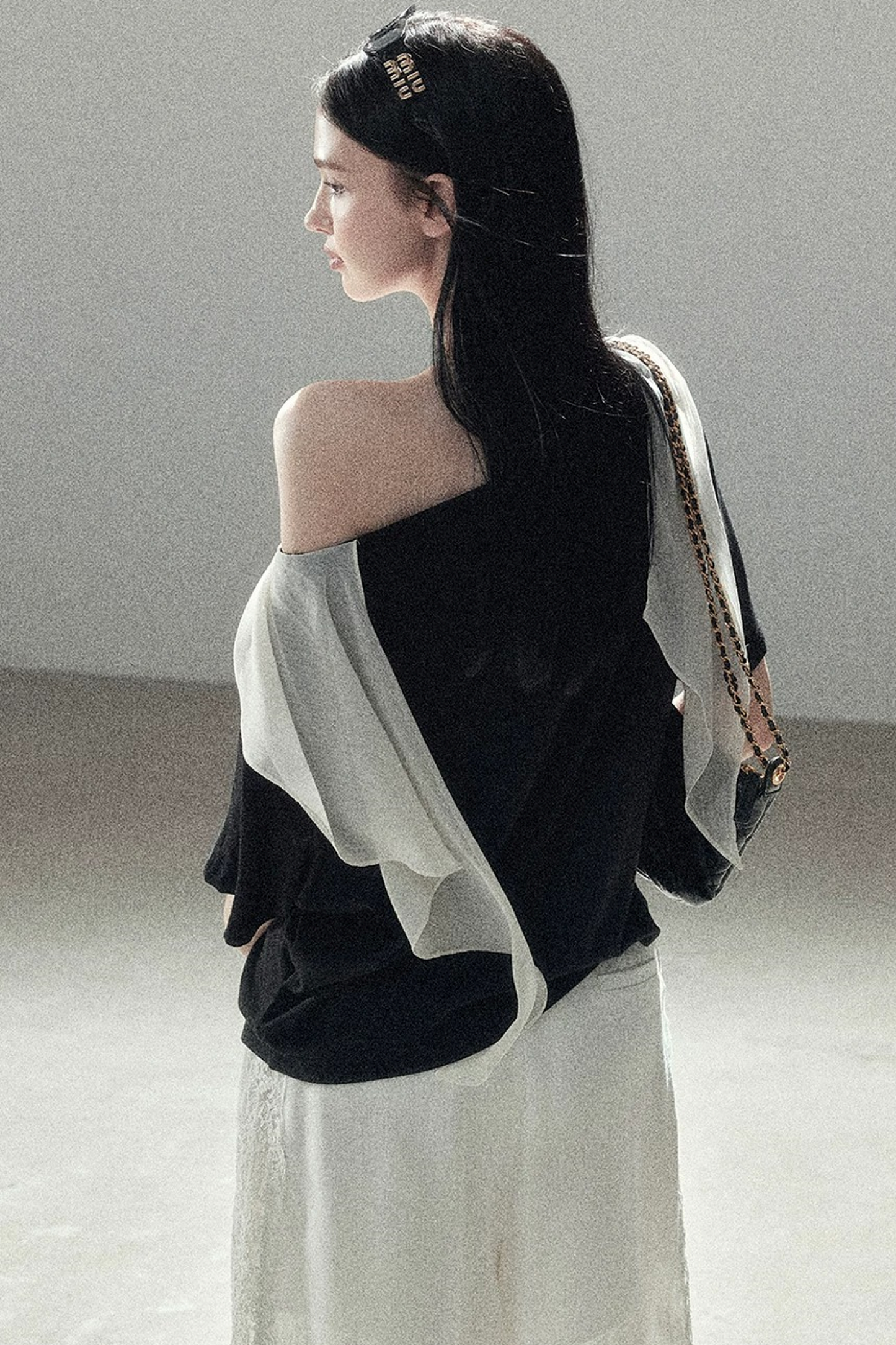 Black and White Off-Shoulder Top