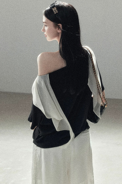 Black and White Off-Shoulder Top
