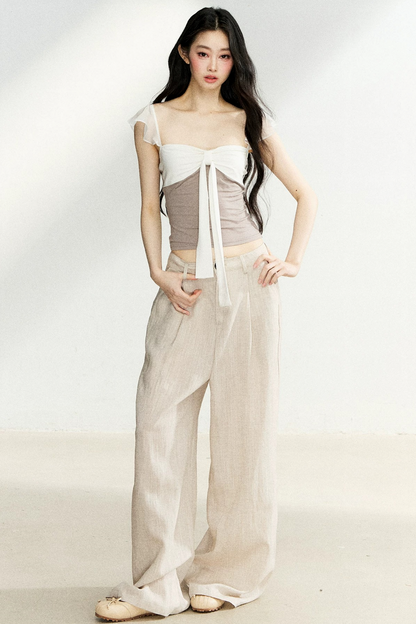 Linen Drape Wide-Leg Pants