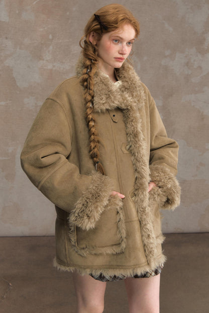 Winter Lamb Fur Deer Skin Jacket