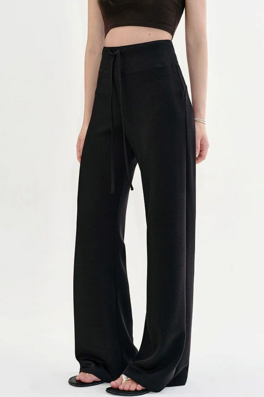 Black Straight-Leg Flared Pants