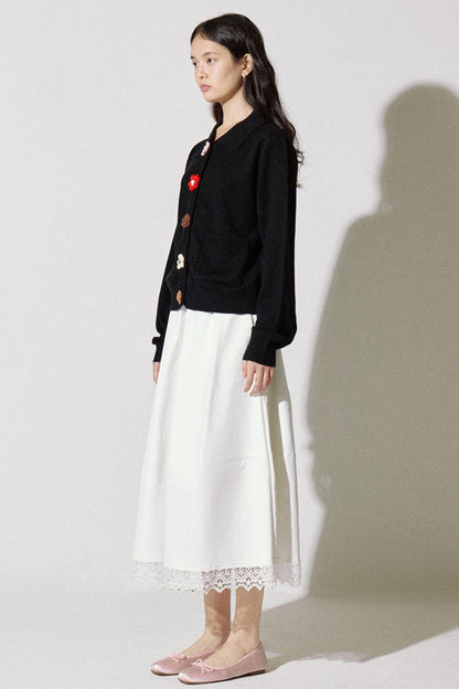 French Vintage Lace Panel Skirt