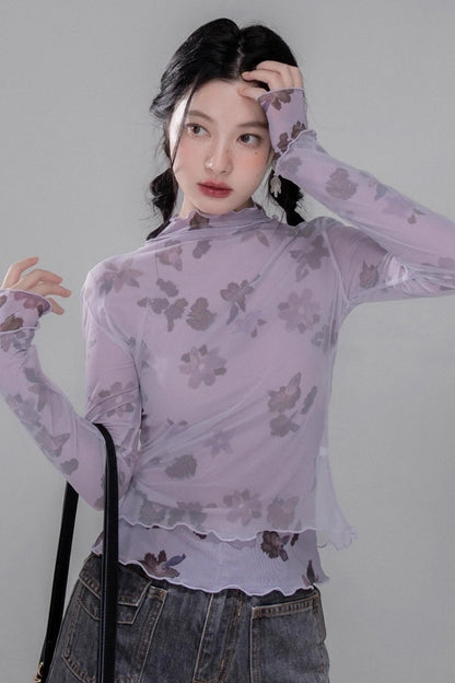 Purple Mesh Base Layer Top Set