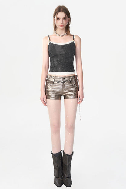 Rhinestone Suspenders Top