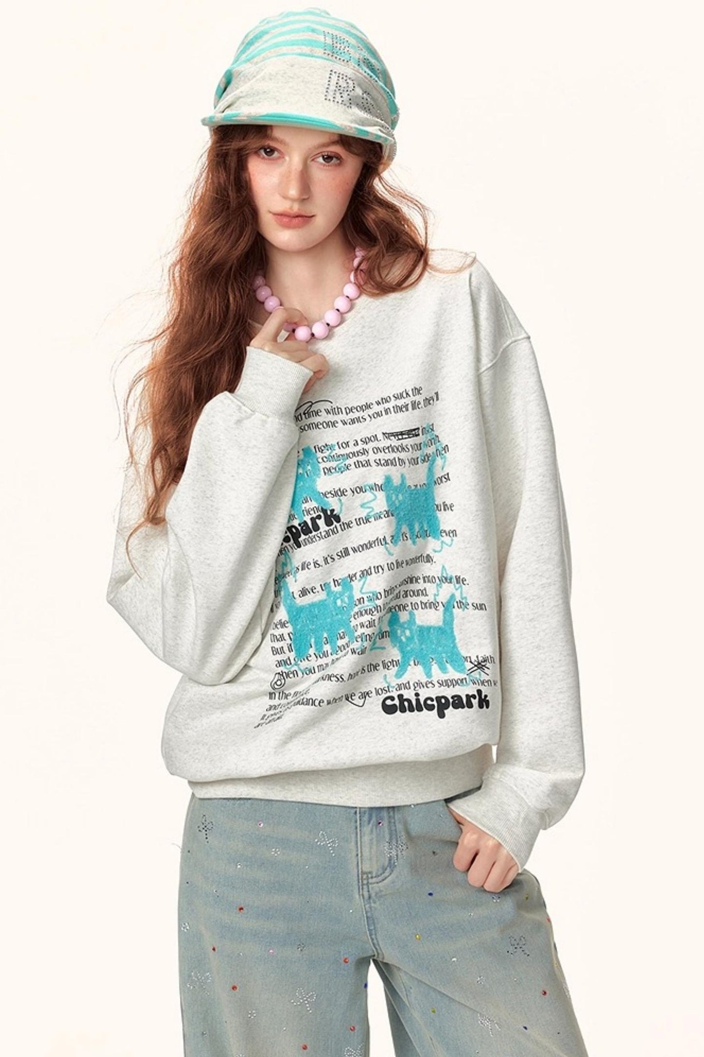 Letter Print Jacquard Sweater
