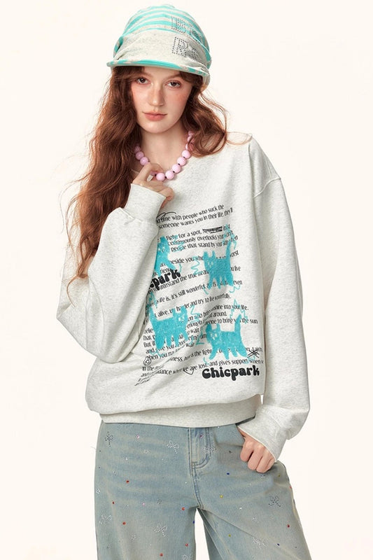 Letter Print Jacquard Sweater