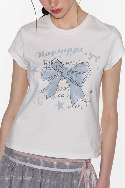 Butterfly Print Short Sleeve Top