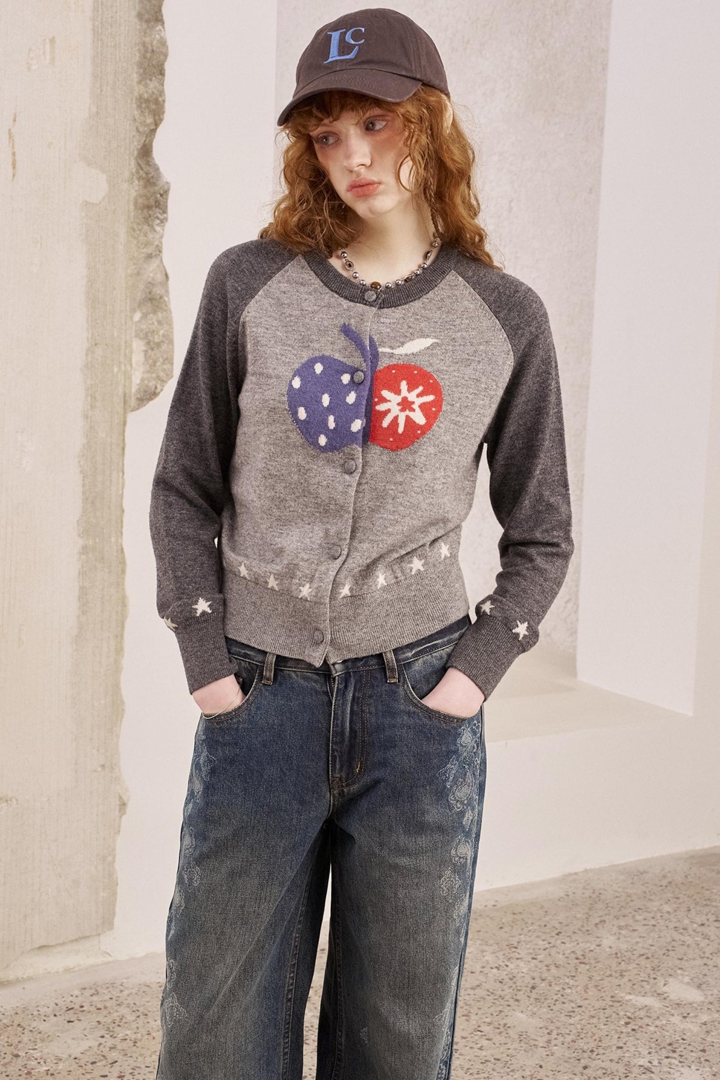 Apple Wool Blend Slim Fit Knitted Cardigan